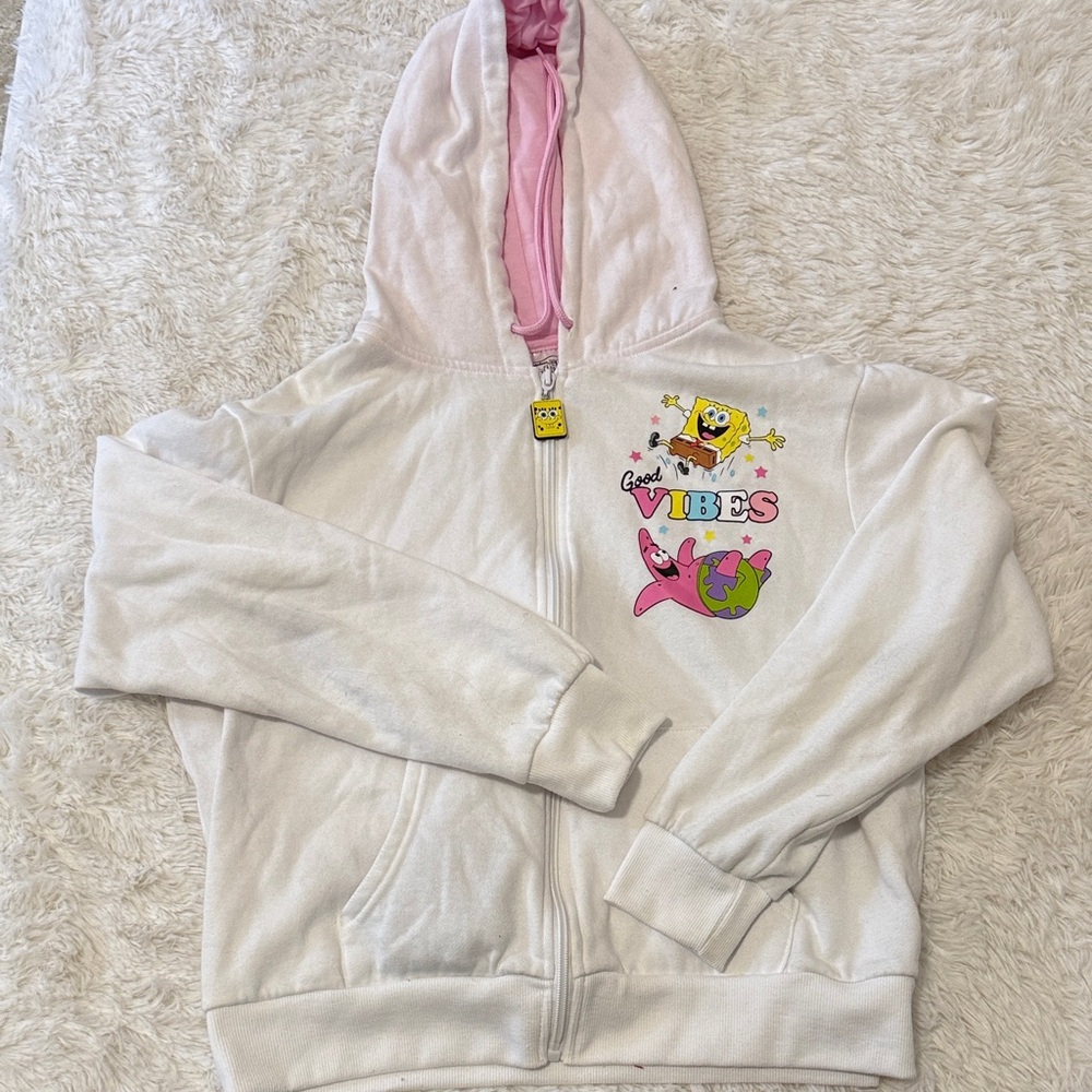 Nickelodeon SpongeBob White Hoodie with Pink Interior